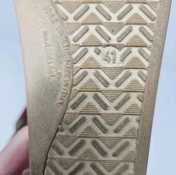 Fly Flot Red Leather Wedge Sandals Size 41  Anatomic Anti Shock Slip On Slides - Picture 10 of 10